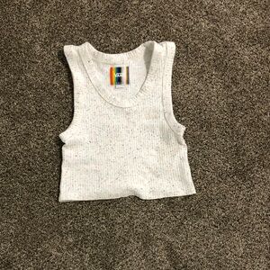 Vans White Ribbed Crop Tank with Multicolor Speckles